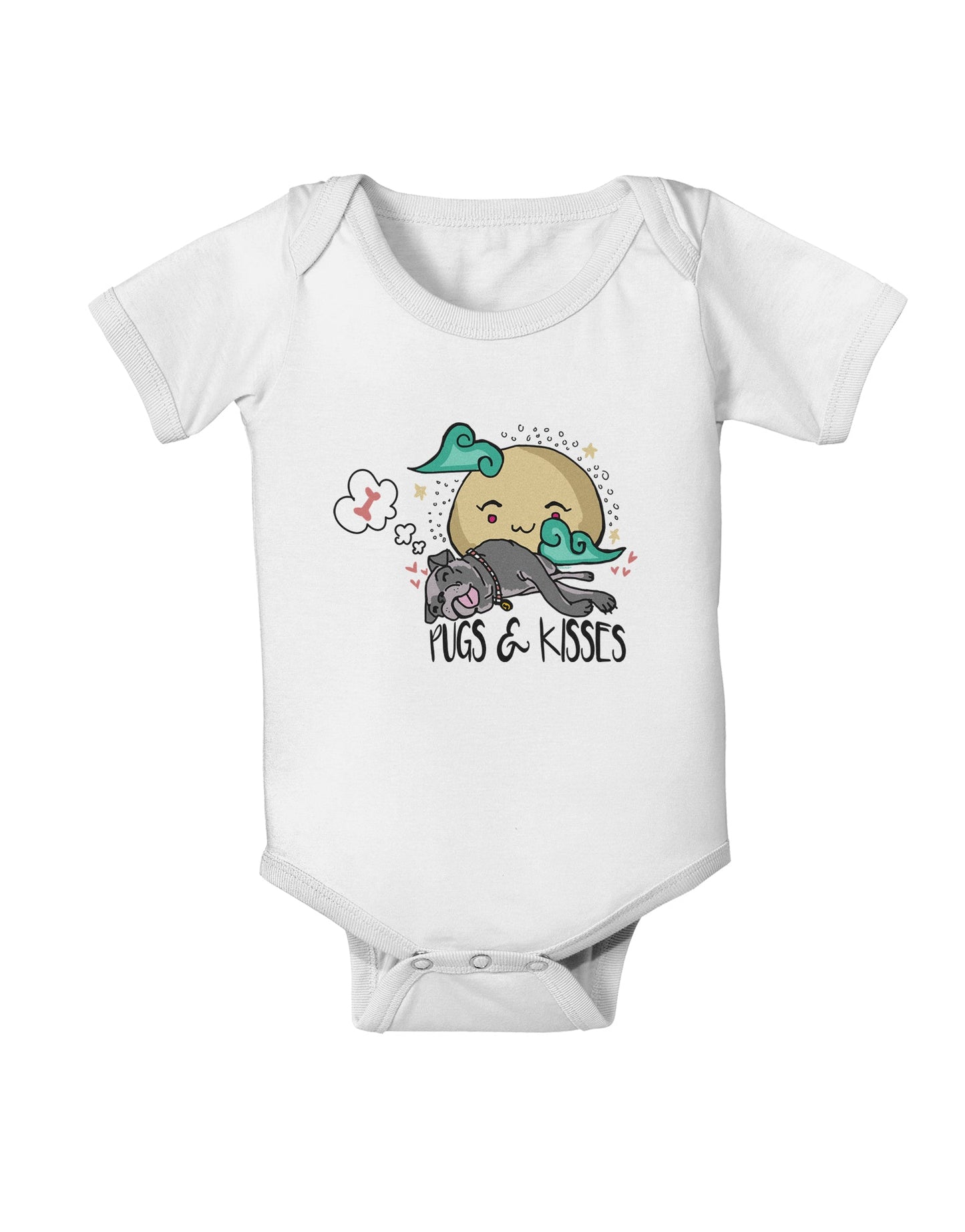 TooLoud Pugs and Kisses Baby Romper Bodysuit-Baby Romper-TooLoud-White-06-Months-Davson Sales