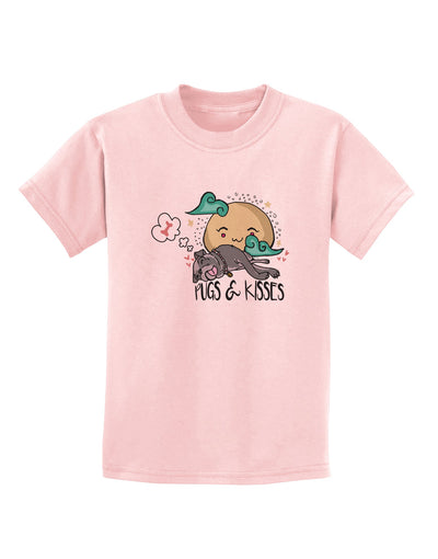 TooLoud Pugs and Kisses Childrens T-Shirt-Childrens T-Shirt-TooLoud-PalePink-X-Small-Davson Sales