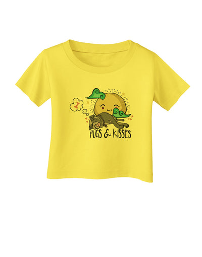 TooLoud Pugs and Kisses Infant T-Shirt-Infant T-Shirt-TooLoud-Yellow-06-Months-Davson Sales