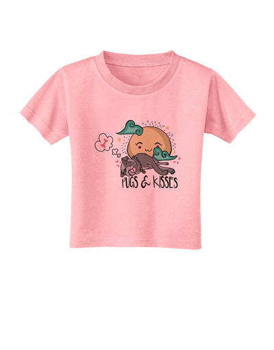 TooLoud Pugs and Kisses Toddler T-Shirt-Toddler T-shirt-TooLoud-Candy-Pink-2T-Davson Sales