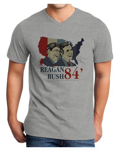 TooLoud REAGAN BUSH 84 Adult V-Neck T-shirt-Mens V-Neck T-Shirt-TooLoud-HeatherGray-Small-Davson Sales