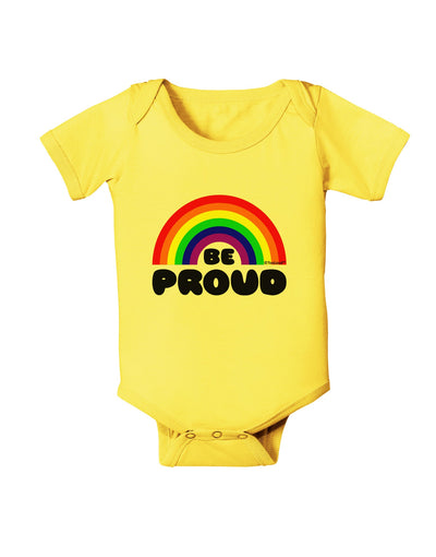 TooLoud Rainbow - Be Proud Gay Pride Baby Romper Bodysuit-Baby Romper-TooLoud-Yellow-06-Months-Davson Sales