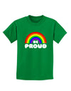 TooLoud Rainbow - Be Proud Gay Pride Childrens Dark T-Shirt-Childrens T-Shirt-TooLoud-Kelly-Green-X-Small-Davson Sales