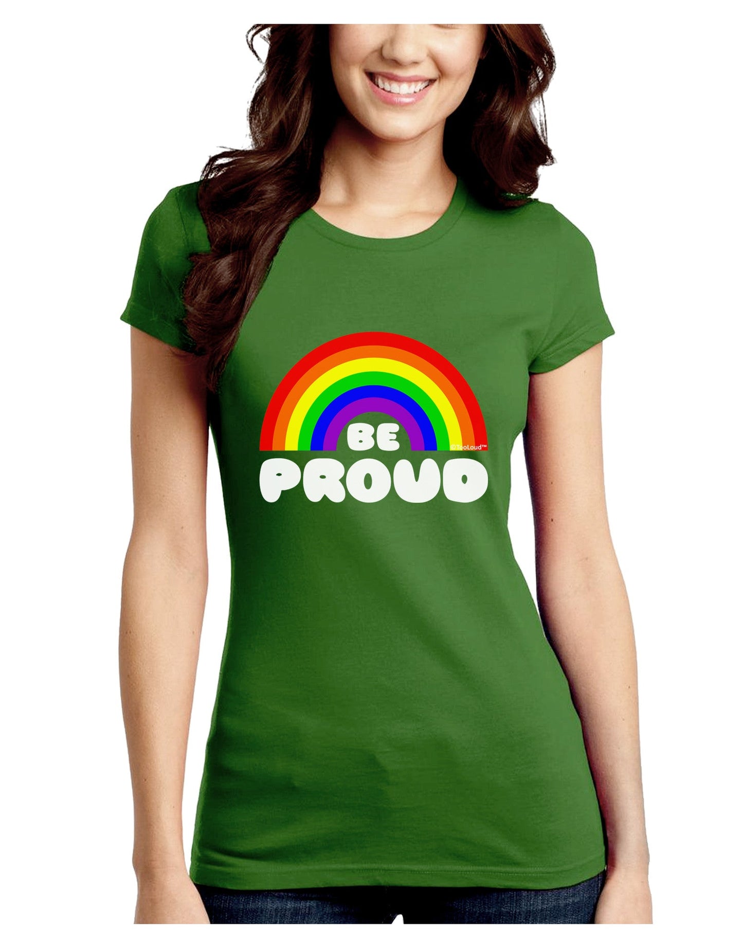 TooLoud Rainbow - Be Proud Gay Pride Juniors Crew Dark T-Shirt-T-Shirts Juniors Tops-TooLoud-Kiwi-Green-Juniors Fitted X-Small-Davson Sales