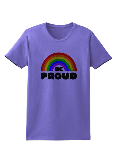 TooLoud Rainbow - Be Proud Gay Pride Womens T-Shirt-Womens T-Shirt-TooLoud-Violet-X-Small-Davson Sales