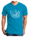 TooLoud Save the Asian Elephants Adult Dark V-Neck T-Shirt-Mens V-Neck T-Shirt-TooLoud-Turquoise-Small-Davson Sales