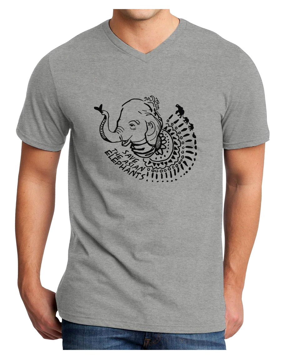 TooLoud Save the Asian Elephants Adult V-Neck T-shirt-Mens V-Neck T-Shirt-TooLoud-White-Small-Davson Sales