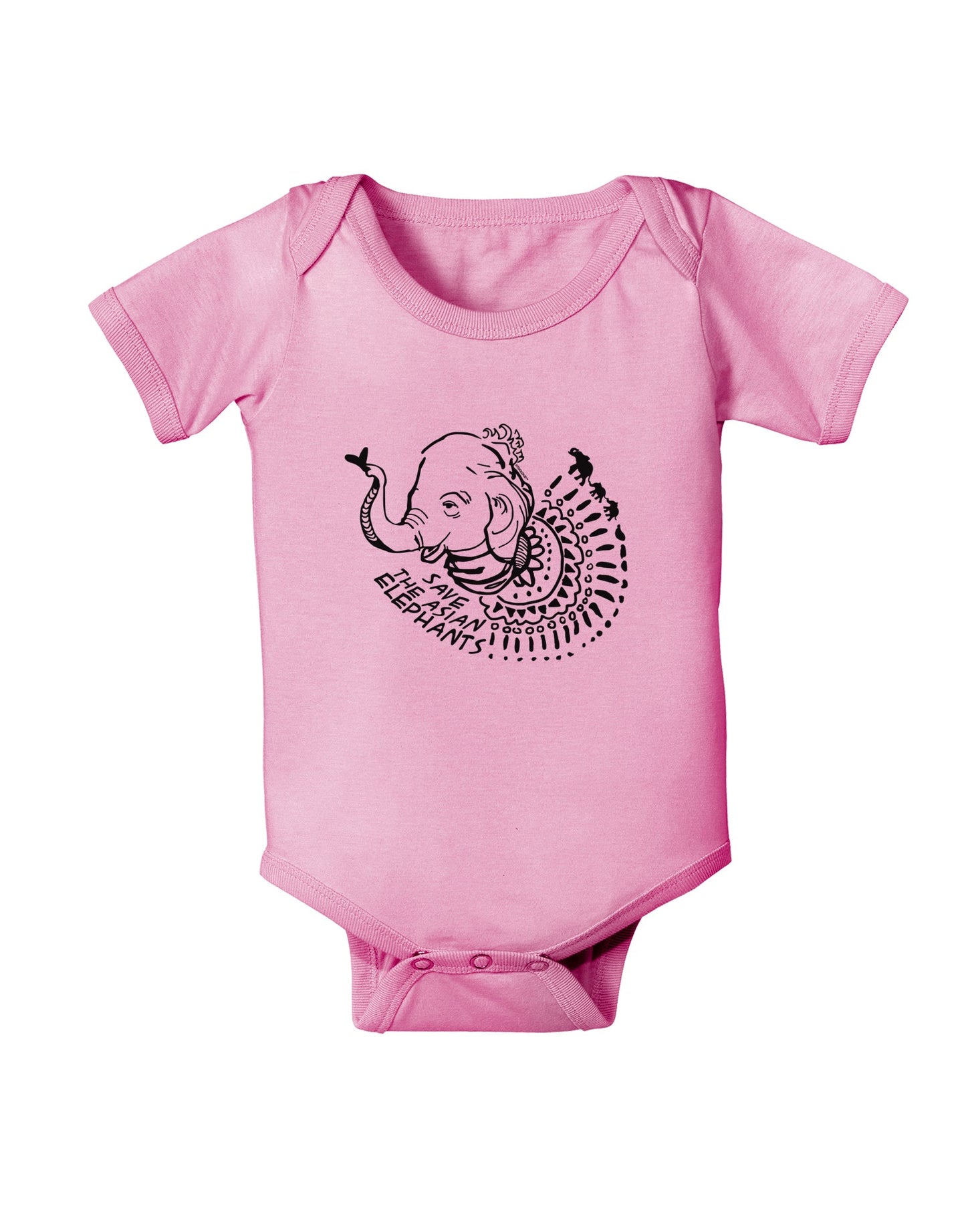 TooLoud Save the Asian Elephants Baby Romper Bodysuit-Baby Romper-TooLoud-Pink-06-Months-Davson Sales