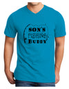 Sons Fishing Buddy  Adult Dark V-Neck T-Shirt - Turquoise - 4XL Toolou