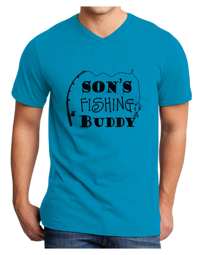 TooLoud Sons Fishing Buddy Adult V-Neck T-shirt-Mens V-Neck T-Shirt-TooLoud-Turquoise-Small-Davson Sales