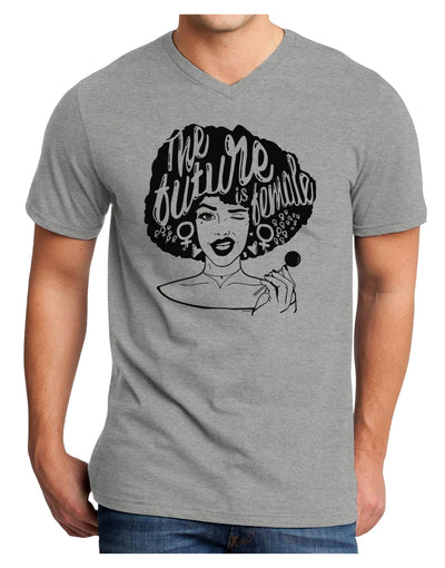 TooLoud The Future Is Female Adult V-Neck T-shirt-Mens V-Neck T-Shirt-TooLoud-HeatherGray-Small-Davson Sales
