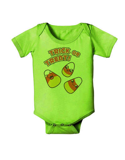 TooLoud Trick or Treat Cute Candy Corn Halloween Baby Romper Bodysuit-Baby Romper-TooLoud-Lime-Green-06-Months-Davson Sales