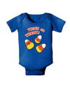 TooLoud Trick or Treat Cute Candy Corn Halloween Baby Romper Bodysuit Dark-Baby Romper-TooLoud-Royal-Blue-06-Months-Davson Sales