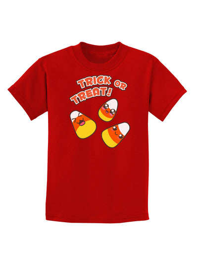 TooLoud Trick or Treat Cute Candy Corn Halloween Childrens Dark T-Shirt-Childrens T-Shirt-TooLoud-Red-X-Small-Davson Sales