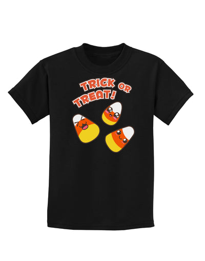 TooLoud Trick or Treat Cute Candy Corn Halloween Childrens Dark T-Shirt-Childrens T-Shirt-TooLoud-Black-X-Small-Davson Sales