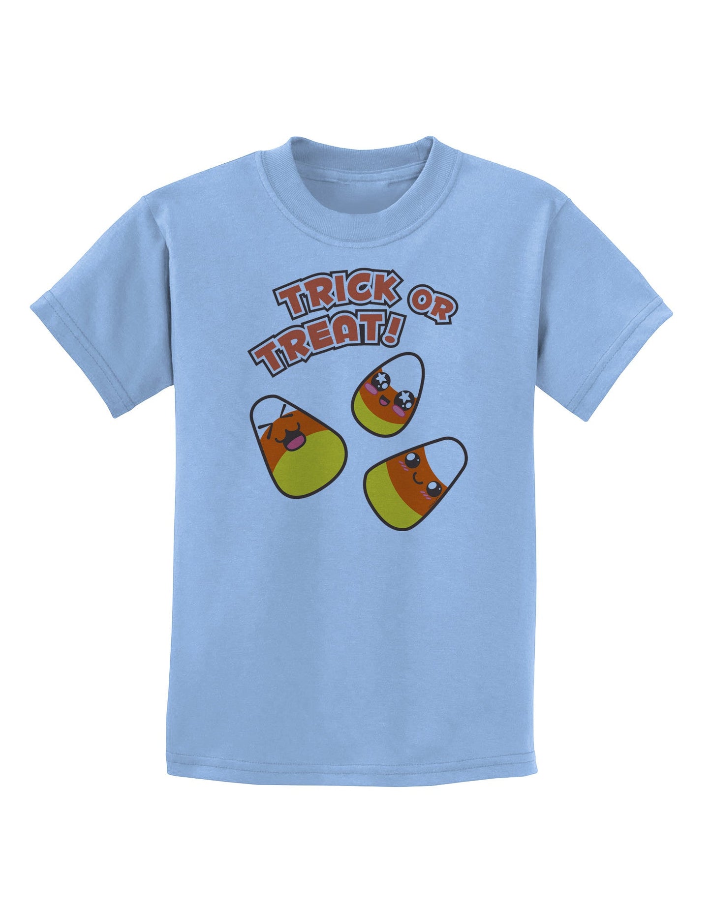 TooLoud Trick or Treat Cute Candy Corn Halloween Childrens T-Shirt-Childrens T-Shirt-TooLoud-Light-Blue-X-Small-Davson Sales