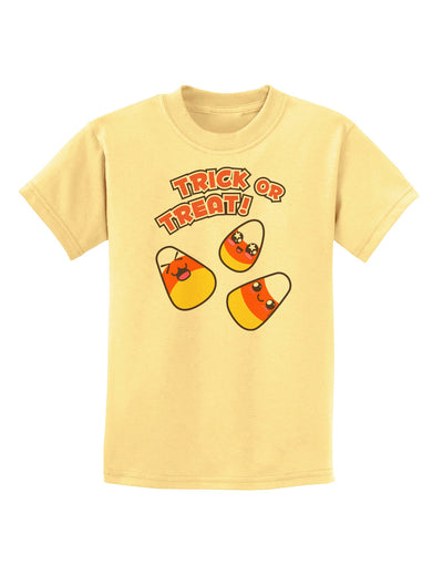 TooLoud Trick or Treat Cute Candy Corn Halloween Childrens T-Shirt-Childrens T-Shirt-TooLoud-Daffodil-Yellow-X-Small-Davson Sales