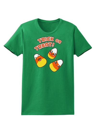 TooLoud Trick or Treat Cute Candy Corn Halloween Womens Dark T-Shirt-Womens T-Shirt-TooLoud-Kelly-Green-X-Small-Davson Sales