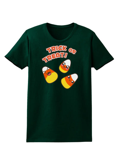 TooLoud Trick or Treat Cute Candy Corn Halloween Womens Dark T-Shirt-Womens T-Shirt-TooLoud-Forest-Green-Small-Davson Sales