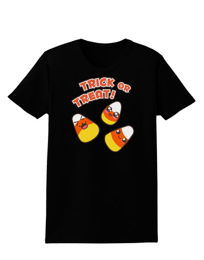 TooLoud Trick or Treat Cute Candy Corn Halloween Womens Dark T-Shirt-Womens T-Shirt-TooLoud-Black-X-Small-Davson Sales