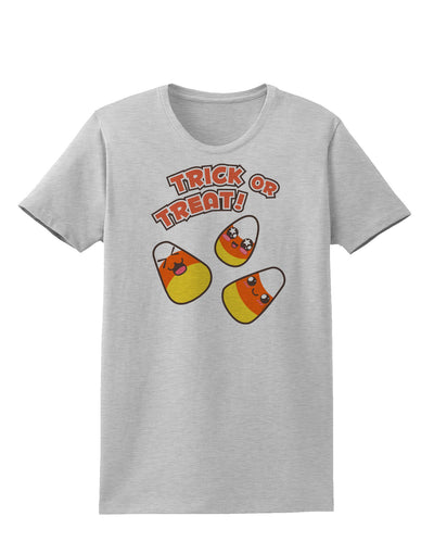 TooLoud Trick or Treat Cute Candy Corn Halloween Womens T-Shirt-Womens T-Shirt-TooLoud-AshGray-X-Small-Davson Sales