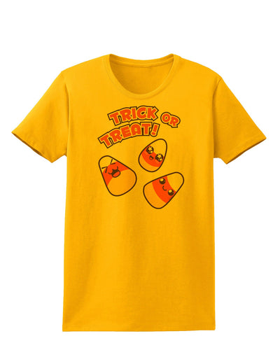 TooLoud Trick or Treat Cute Candy Corn Halloween Womens T-Shirt-Womens T-Shirt-TooLoud-Gold-X-Small-Davson Sales