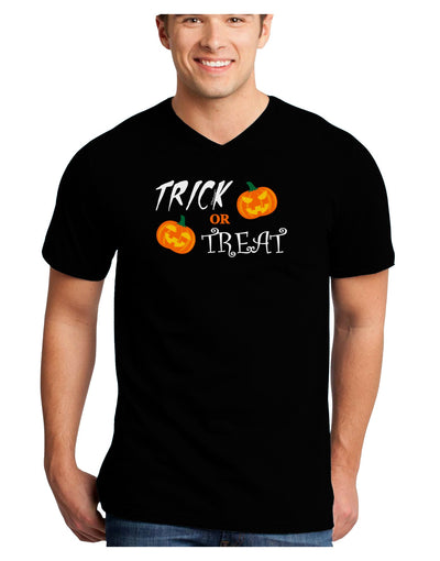 TooLoud Trick or Treat Pumpkins Adult Dark V-Neck T-Shirt-TooLoud-Black-Small-Davson Sales