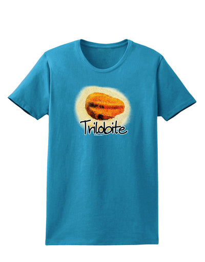 TooLoud Trilobite Fossil Watercolor Text Womens Dark T-Shirt-TooLoud-Turquoise-X-Small-Davson Sales