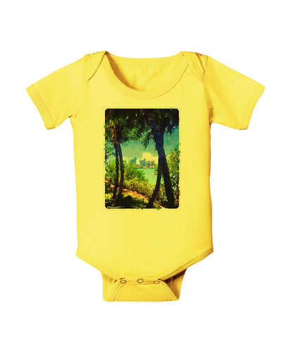 TooLoud Tropical Skyline Baby Romper Bodysuit-Baby Romper-TooLoud-Yellow-06-Months-Davson Sales