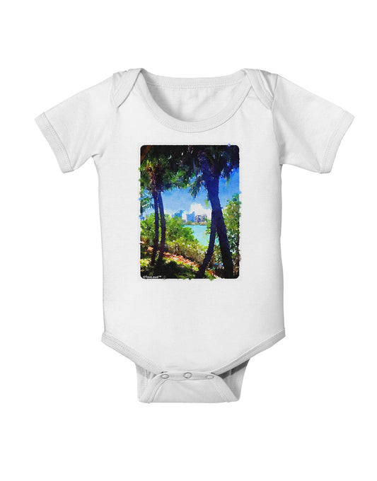 TooLoud Tropical Skyline Baby Romper Bodysuit-Baby Romper-TooLoud-White-06-Months-Davson Sales