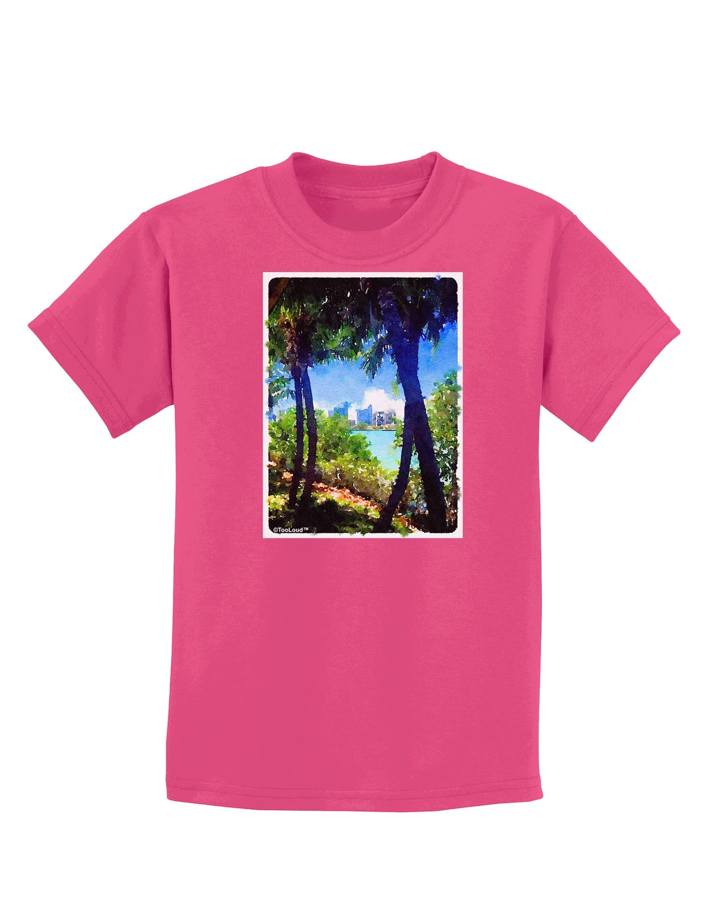 TooLoud Tropical Skyline Childrens Dark T-Shirt-Childrens T-Shirt-TooLoud-Sangria-X-Small-Davson Sales