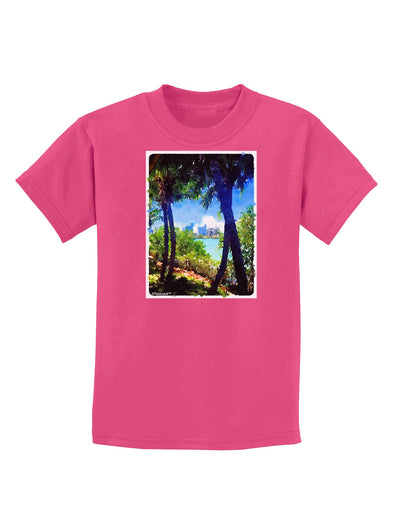 TooLoud Tropical Skyline Childrens Dark T-Shirt-Childrens T-Shirt-TooLoud-Sangria-X-Small-Davson Sales