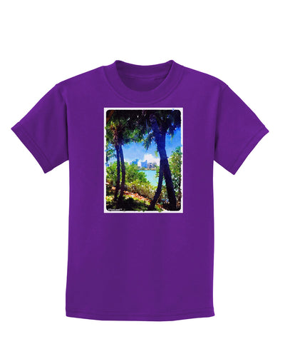 TooLoud Tropical Skyline Childrens Dark T-Shirt-Childrens T-Shirt-TooLoud-Purple-X-Small-Davson Sales