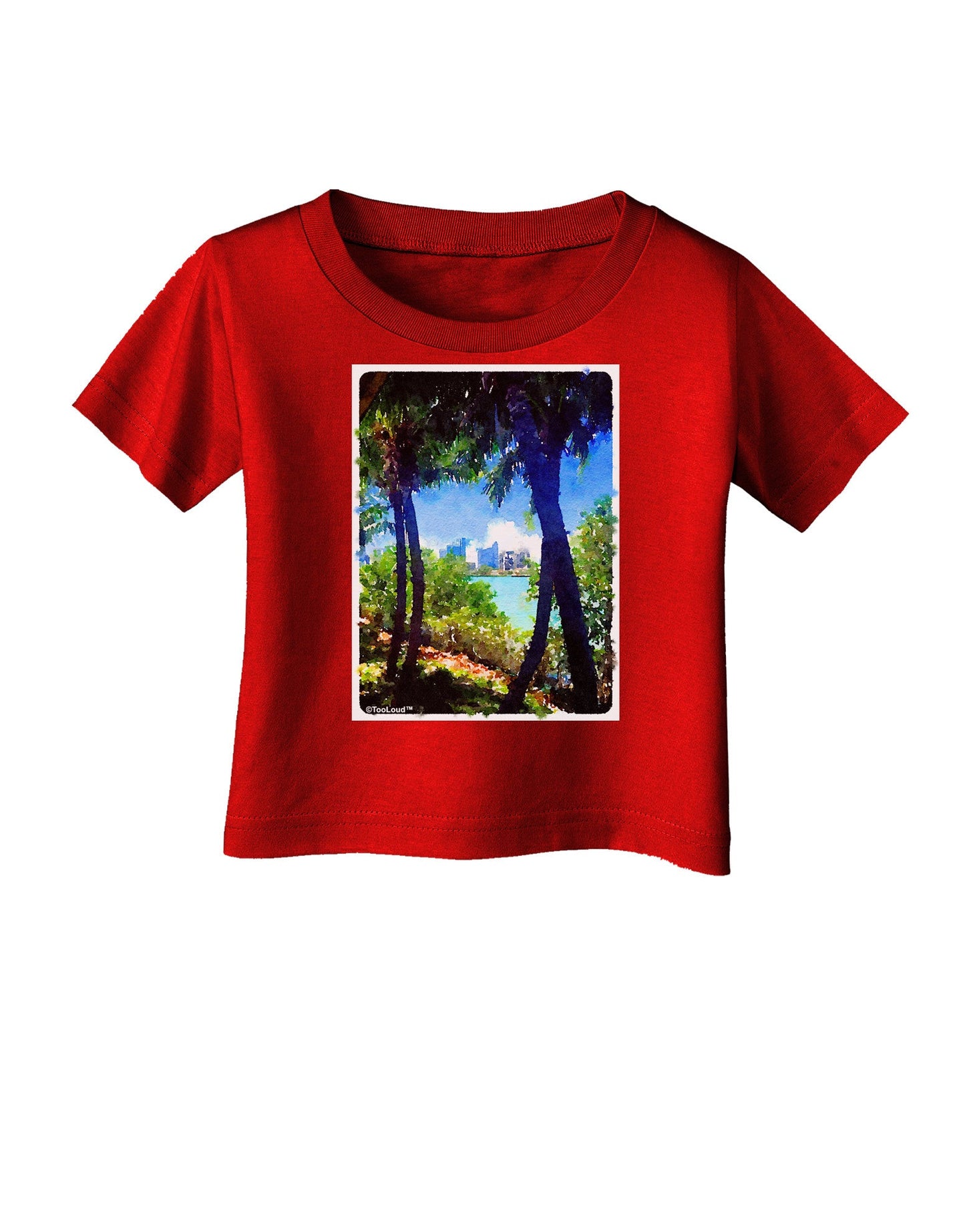 TooLoud Tropical Skyline Infant T-Shirt Dark-Infant T-Shirt-TooLoud-Red-06-Months-Davson Sales