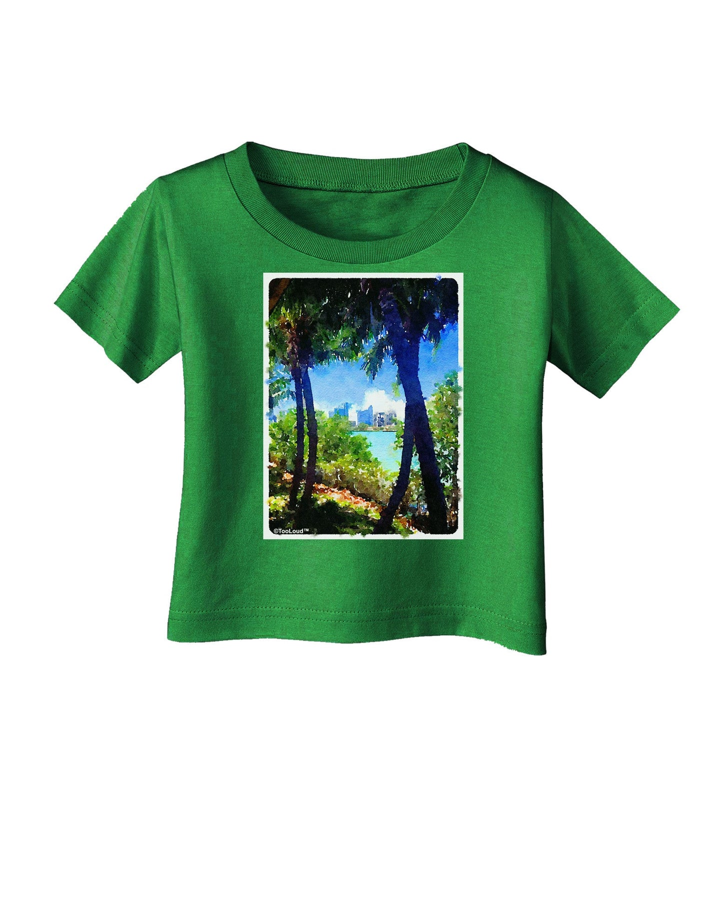 TooLoud Tropical Skyline Infant T-Shirt Dark-Infant T-Shirt-TooLoud-Clover-Green-06-Months-Davson Sales
