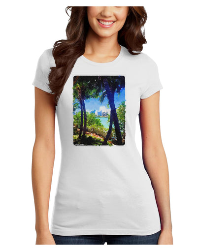 TooLoud Tropical Skyline Juniors T-Shirt-Womens Juniors T-Shirt-TooLoud-White-Juniors Fitted X-Small-Davson Sales