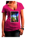 TooLoud Tropical Skyline Juniors V-Neck Dark T-Shirt-Womens V-Neck T-Shirts-TooLoud-Hot-Pink-Juniors Fitted Small-Davson Sales