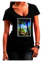 TooLoud Tropical Skyline Juniors V-Neck Dark T-Shirt-Womens V-Neck T-Shirts-TooLoud-Black-Juniors Fitted Small-Davson Sales