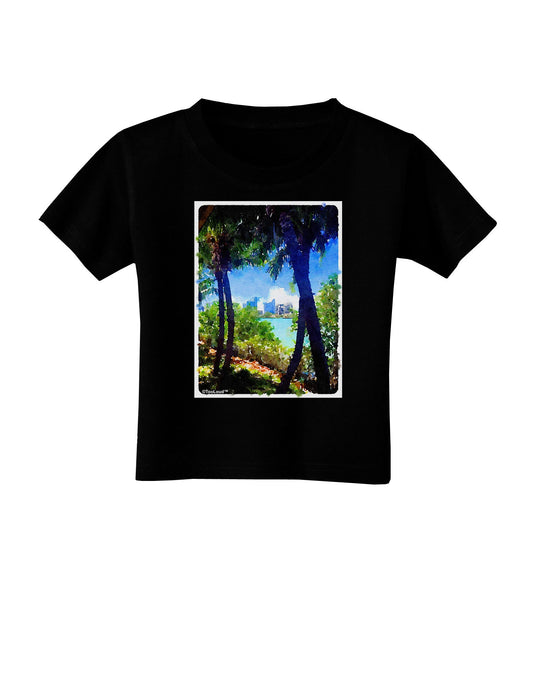 TooLoud Tropical Skyline Toddler T-Shirt Dark-Toddler T-Shirt-TooLoud-Black-2T-Davson Sales