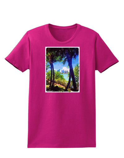 TooLoud Tropical Skyline Womens Dark T-Shirt-TooLoud-Hot-Pink-Small-Davson Sales