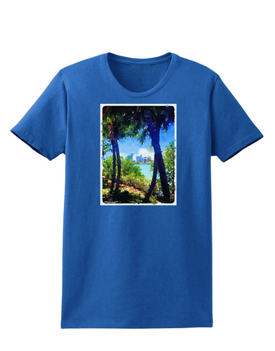 TooLoud Tropical Skyline Womens Dark T-Shirt-TooLoud-Royal-Blue-X-Small-Davson Sales