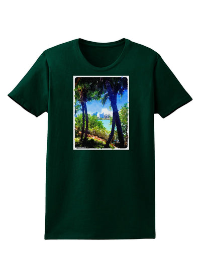 TooLoud Tropical Skyline Womens Dark T-Shirt-TooLoud-Forest-Green-Small-Davson Sales