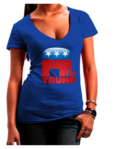 TooLoud Trump Bubble Symbol Womens V-Neck Dark T-Shirt-Womens V-Neck T-Shirts-TooLoud-Royal-Blue-Juniors Fitted Small-Davson Sales