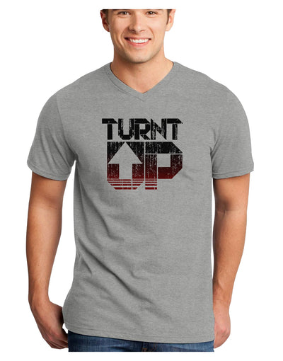 TooLoud Turnt Up Distressed Adult V-Neck T-shirt-Mens V-Neck T-Shirt-TooLoud-HeatherGray-Small-Davson Sales