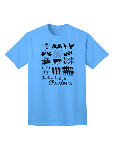 TooLoud Twelve Days of Christmas Text Adult T-Shirt-unisex t-shirt-TooLoud-Aquatic-Blue-Small-Davson Sales