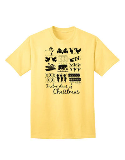 TooLoud Twelve Days of Christmas Text Adult T-Shirt-unisex t-shirt-TooLoud-Yellow-Small-Davson Sales