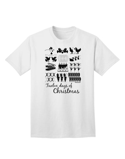 TooLoud Twelve Days of Christmas Text Adult T-Shirt-unisex t-shirt-TooLoud-White-Small-Davson Sales