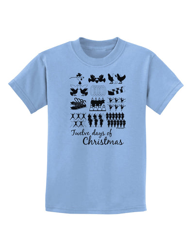 TooLoud Twelve Days of Christmas Text Childrens T-Shirt-Childrens T-Shirt-TooLoud-Light-Blue-X-Small-Davson Sales