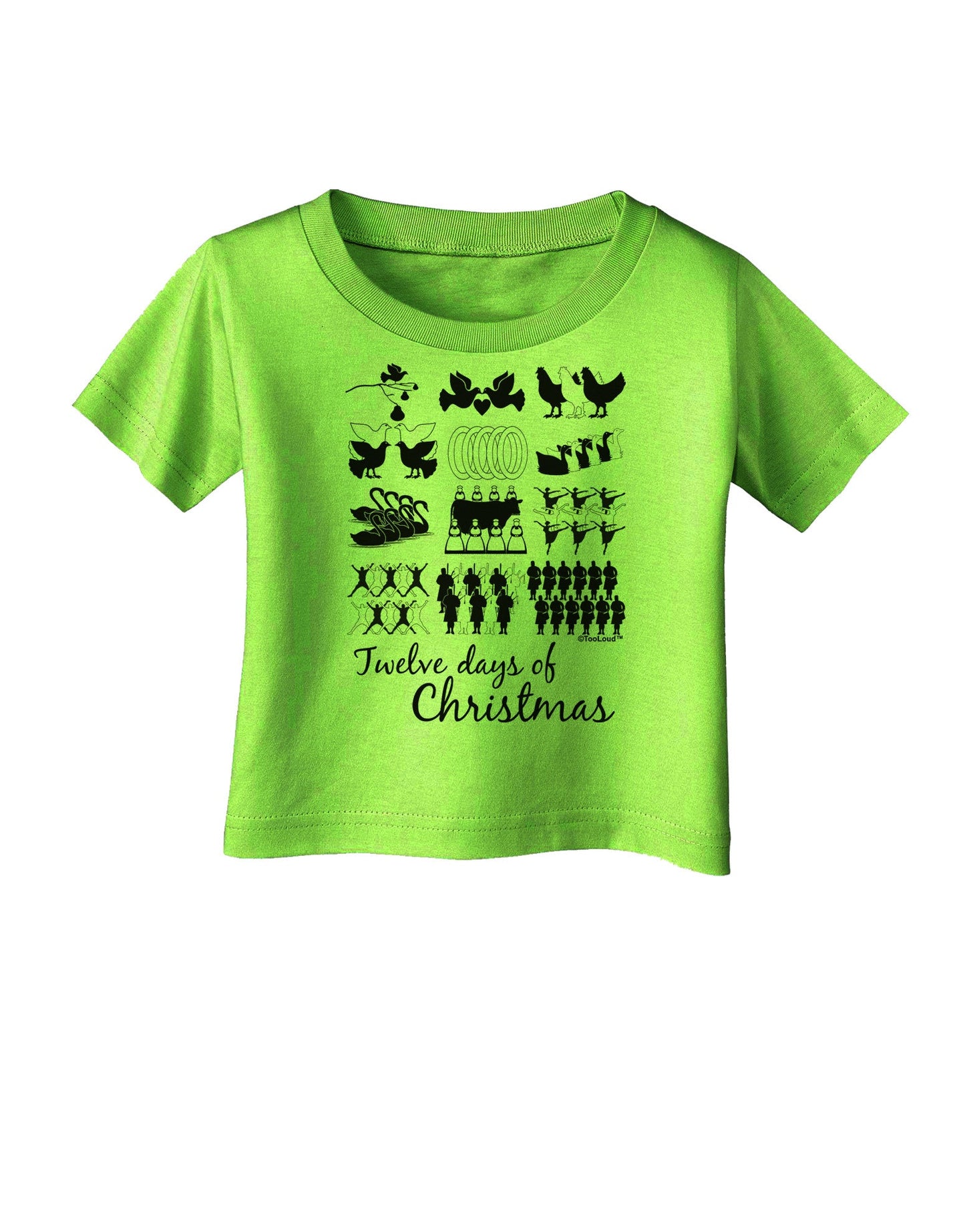 TooLoud Twelve Days of Christmas Text Infant T-Shirt-Infant T-Shirt-TooLoud-Lime-Green-06-Months-Davson Sales