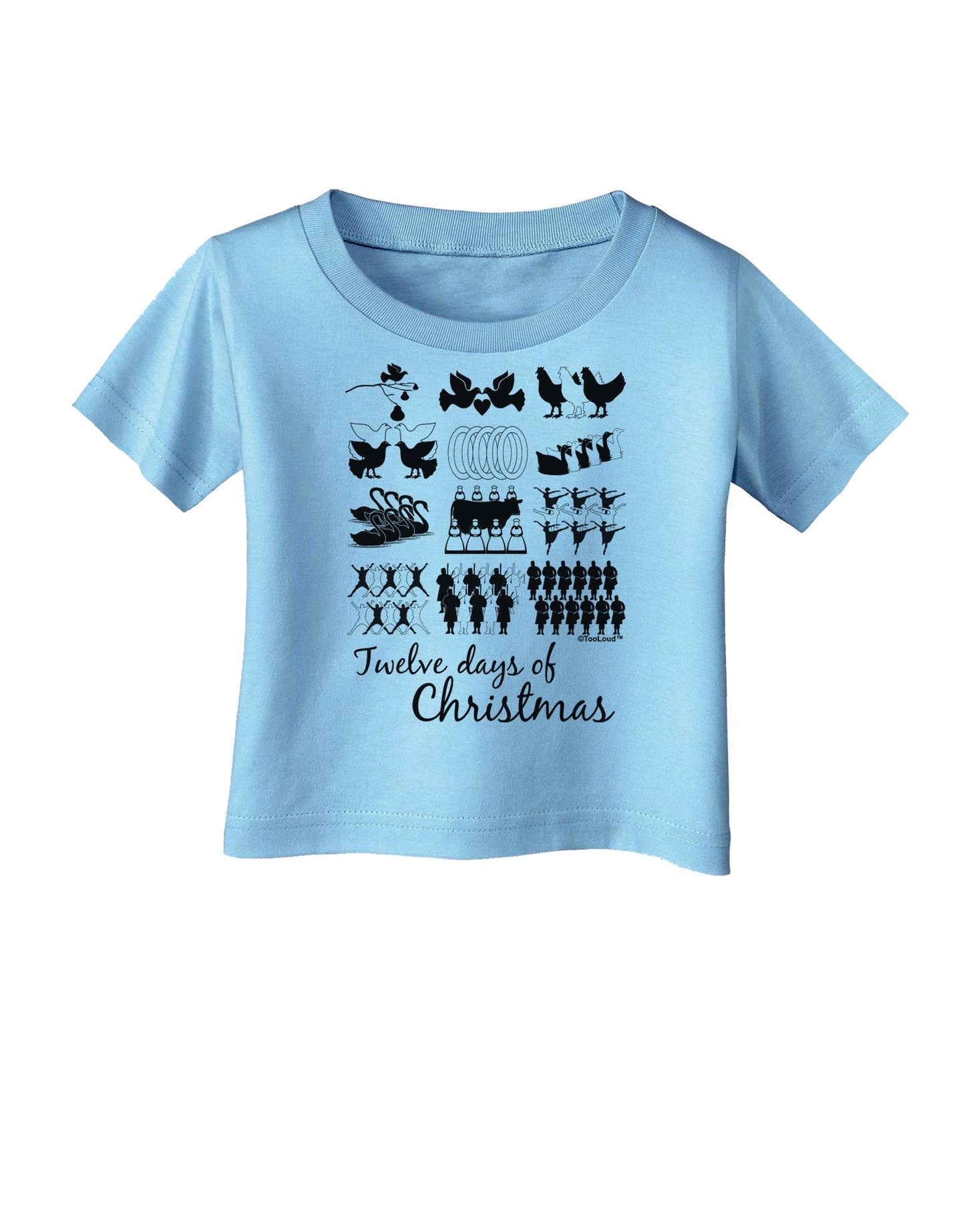 TooLoud Twelve Days of Christmas Text Infant T-Shirt-Infant T-Shirt-TooLoud-Aquatic-Blue-06-Months-Davson Sales